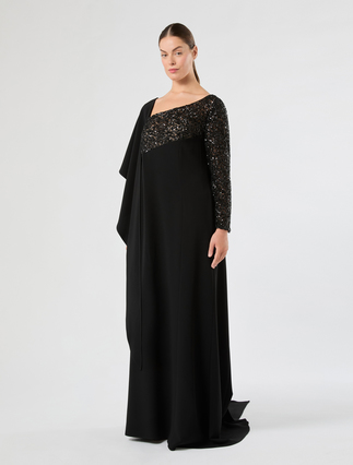 Crêpe cady dress with sequins - BLACK - Marina Rinaldi - 3
