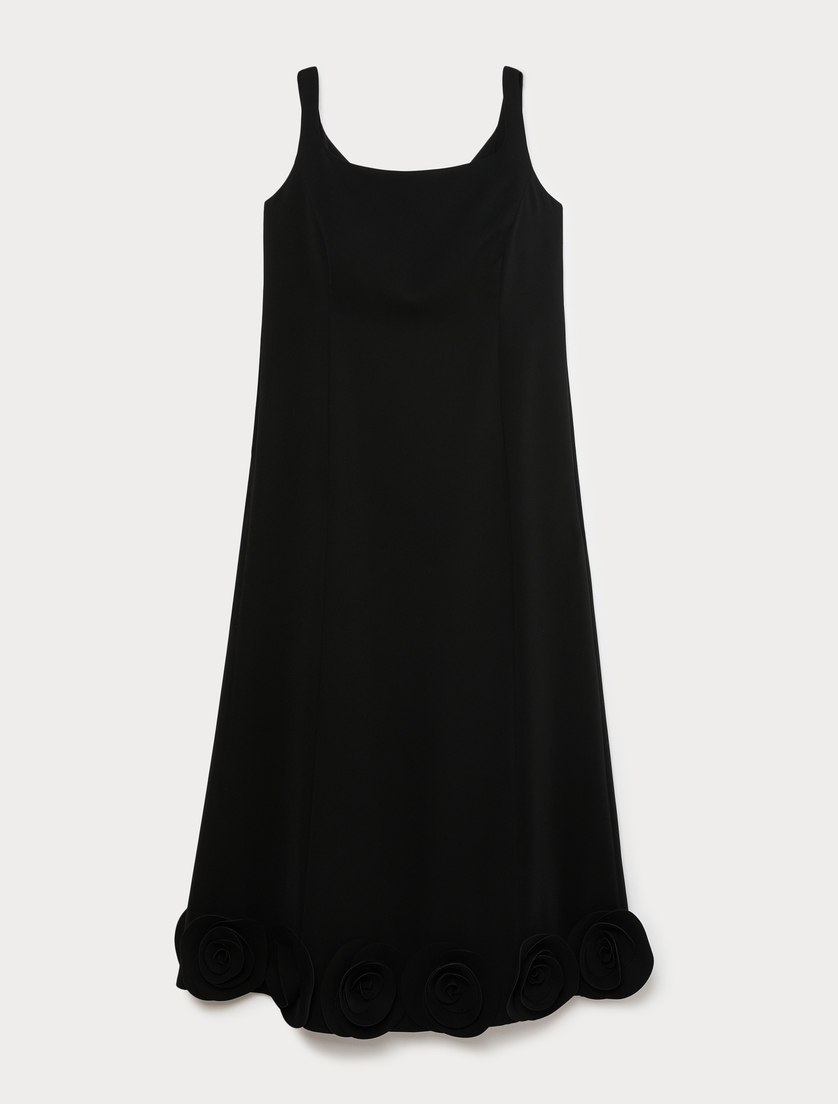 Rose-detail cady dress - BLACK - Marina Rinaldi