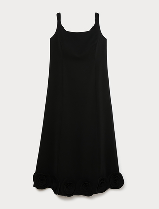 Rose-detail cady dress - BLACK - Marina Rinaldi - 1