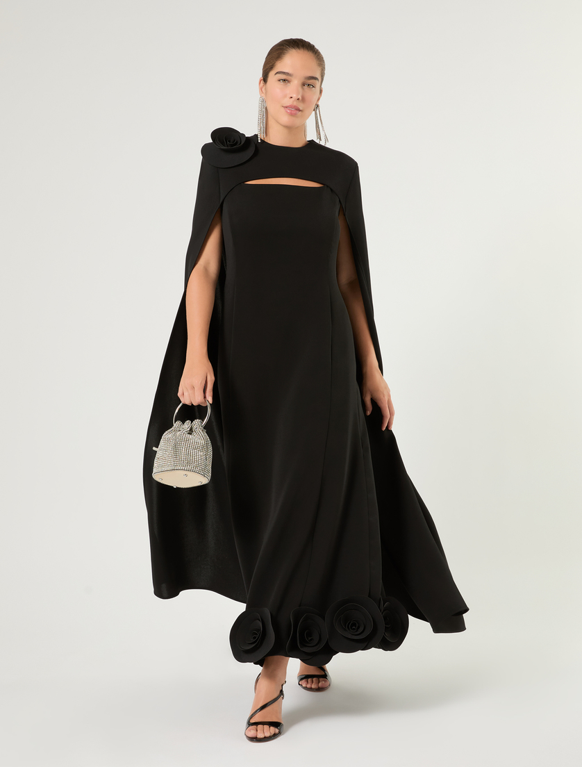 Rose-detail cady dress - BLACK - Marina Rinaldi - 2