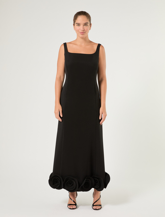 Rose-detail cady dress - BLACK