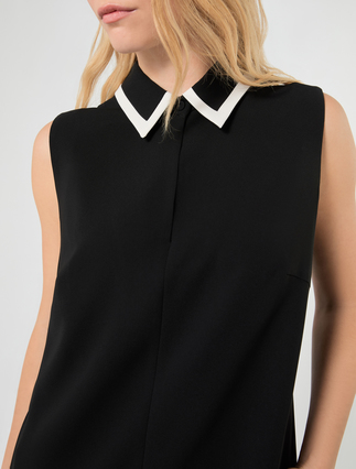 Robe en cady avec incrustation - NOIR - Marina Rinaldi - 5