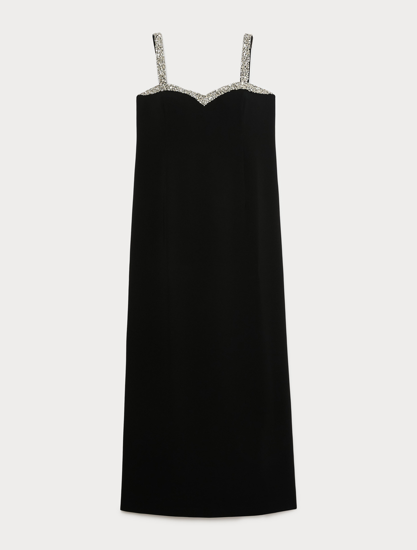 Embroidered cady dress - BLACK - Marina Rinaldi