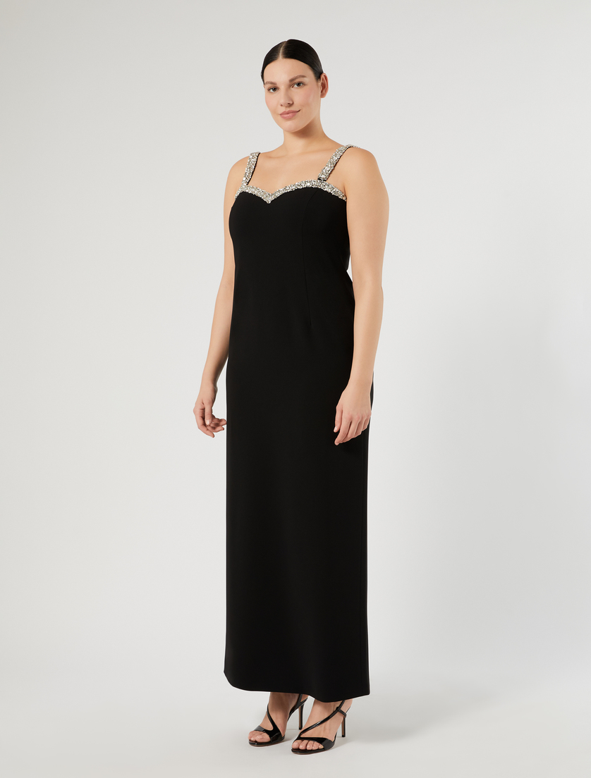 Embroidered cady dress - BLACK - Marina Rinaldi - 3