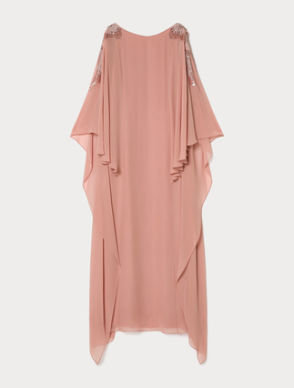 Embroidered silk georgette dress - ANTIQUE ROSE