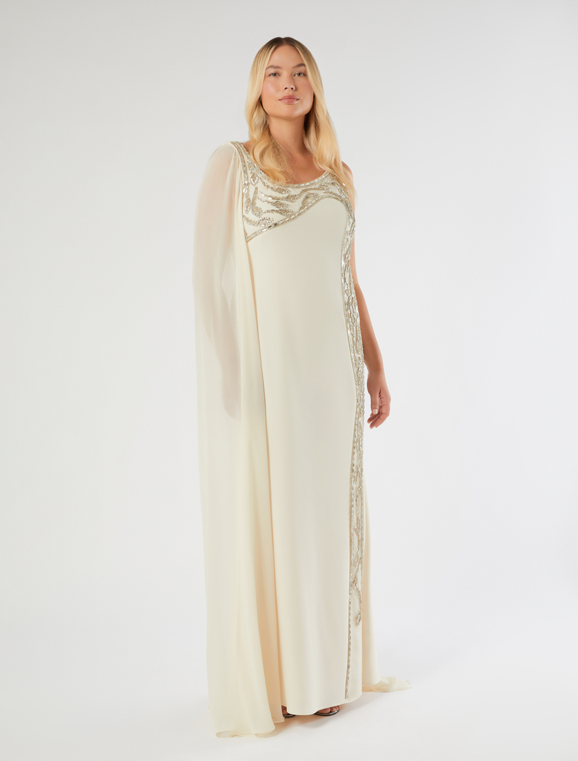 Embroidered cady dress - LIGHT YELLOW - Marina Rinaldi - 3