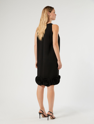 Kleid aus Cady mit Rosen - SCHWARZ - Marina Rinaldi - 4