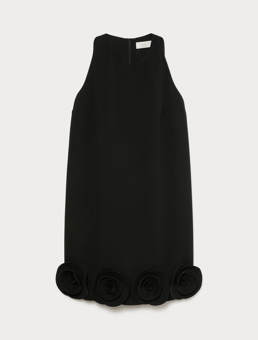 Kleid aus Cady mit Rosen - SCHWARZ - Marina Rinaldi