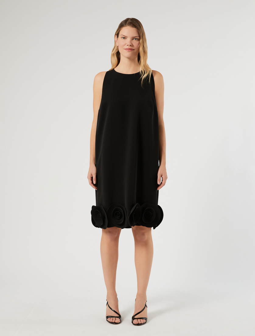 Kleid aus Cady mit Rosen - SCHWARZ - Marina Rinaldi - 3