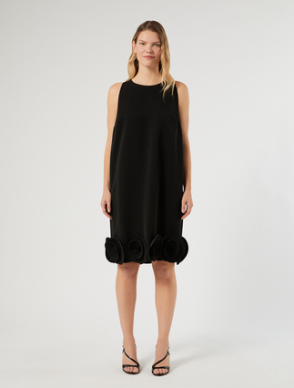 Kleid aus Cady mit Rosen - SCHWARZ - Marina Rinaldi - 3