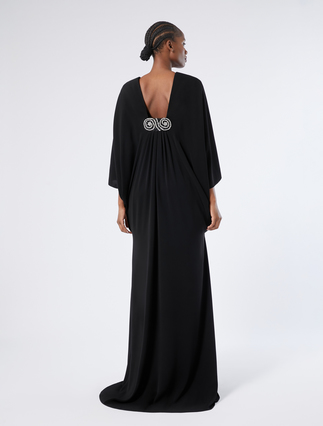 Crêpe cady dress with embroidery - BLACK - Marina Rinaldi - 4