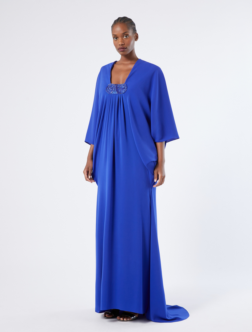 Crêpe cady dress with embroidery - PURPLE - Marina Rinaldi - 3