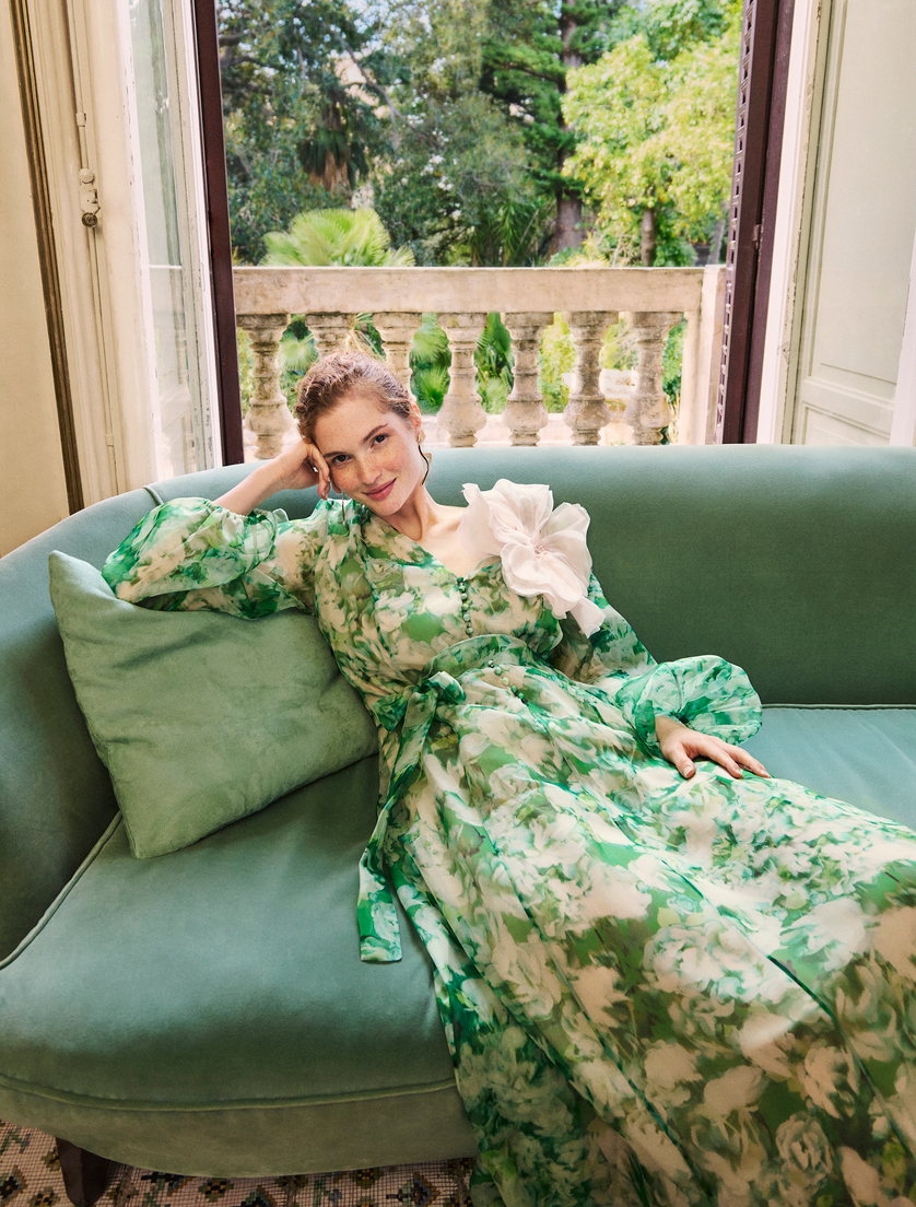 Abito lungo in organza di pura seta - Marina Rinaldi