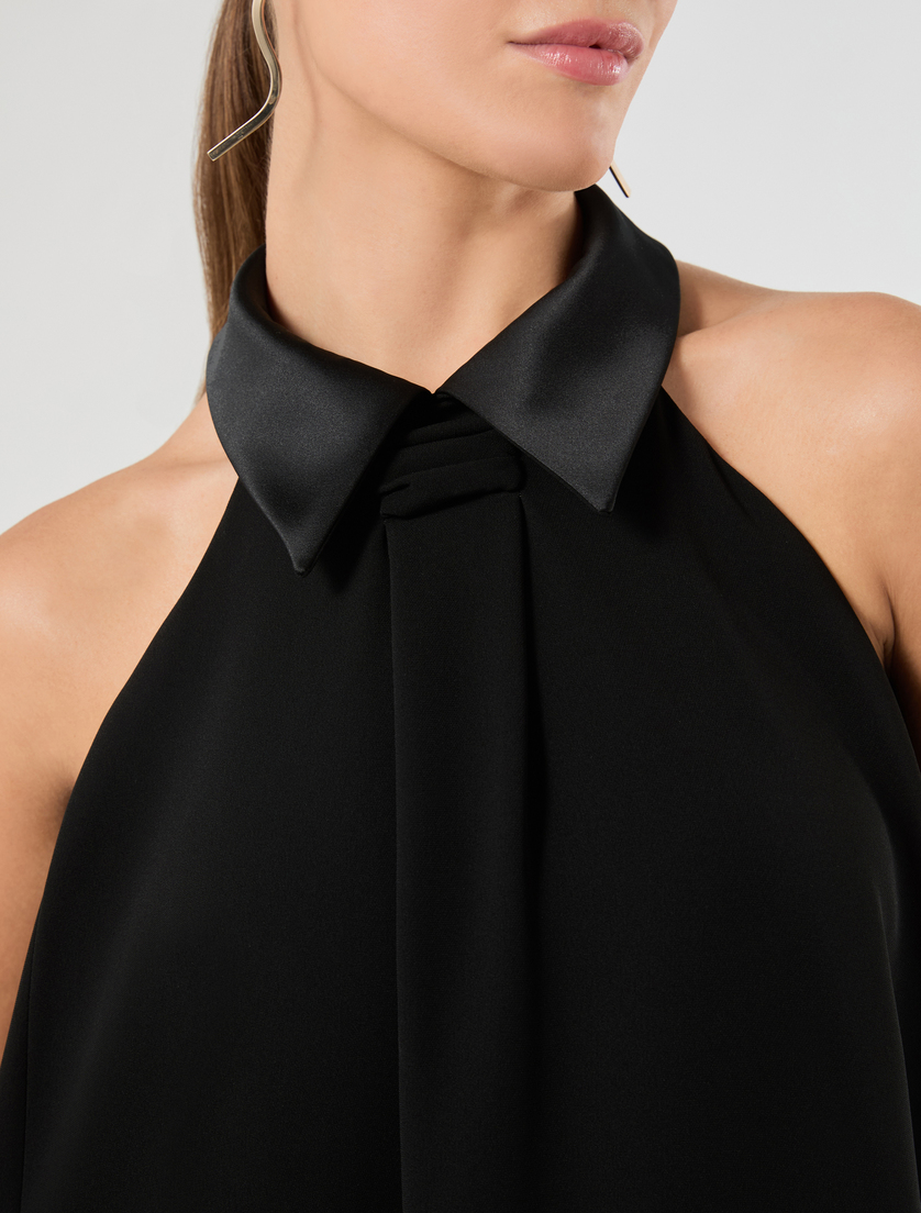 Kleid aus Cady und Satin - SCHWARZ - Marina Rinaldi - 5