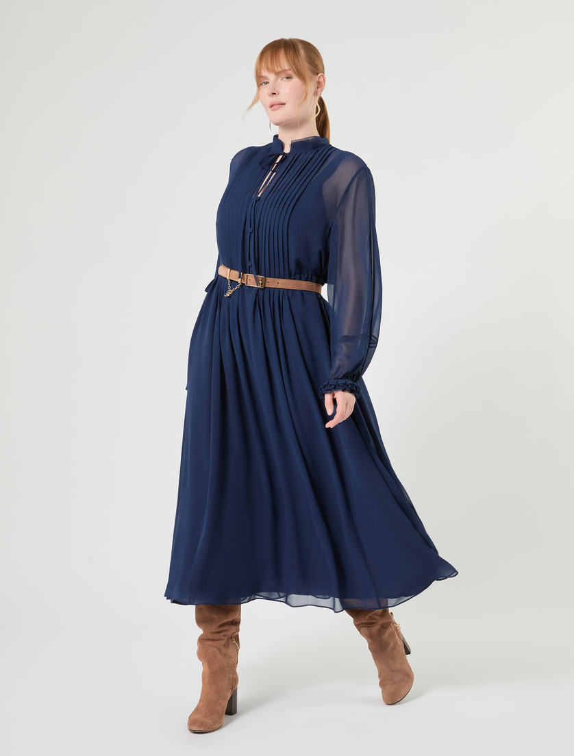 Maxikleid aus Seiden-Georgette - NACHTBLAU - Marina Rinaldi - 2