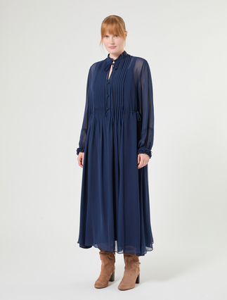 Maxikleid aus Seiden-Georgette - NACHTBLAU - Marina Rinaldi - 3
