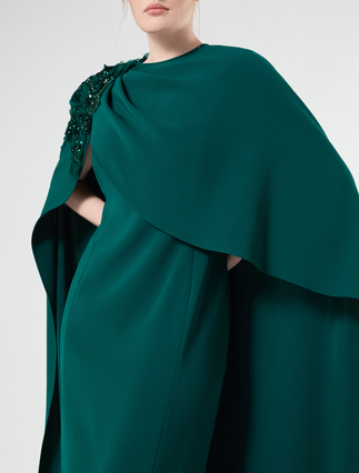 Kleid aus Cady mit besticktem Cape - PETROL - Marina Rinaldi - 6