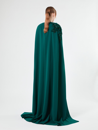 Kleid aus Cady mit besticktem Cape - PETROL - Marina Rinaldi - 4