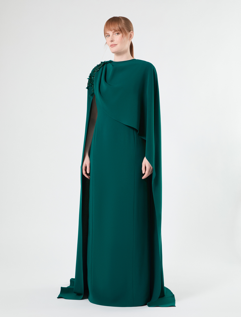 Kleid aus Cady mit besticktem Cape - PETROL - Marina Rinaldi - 3