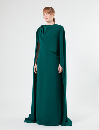 Kleid aus Cady mit besticktem Cape - PETROL - Marina Rinaldi - 3