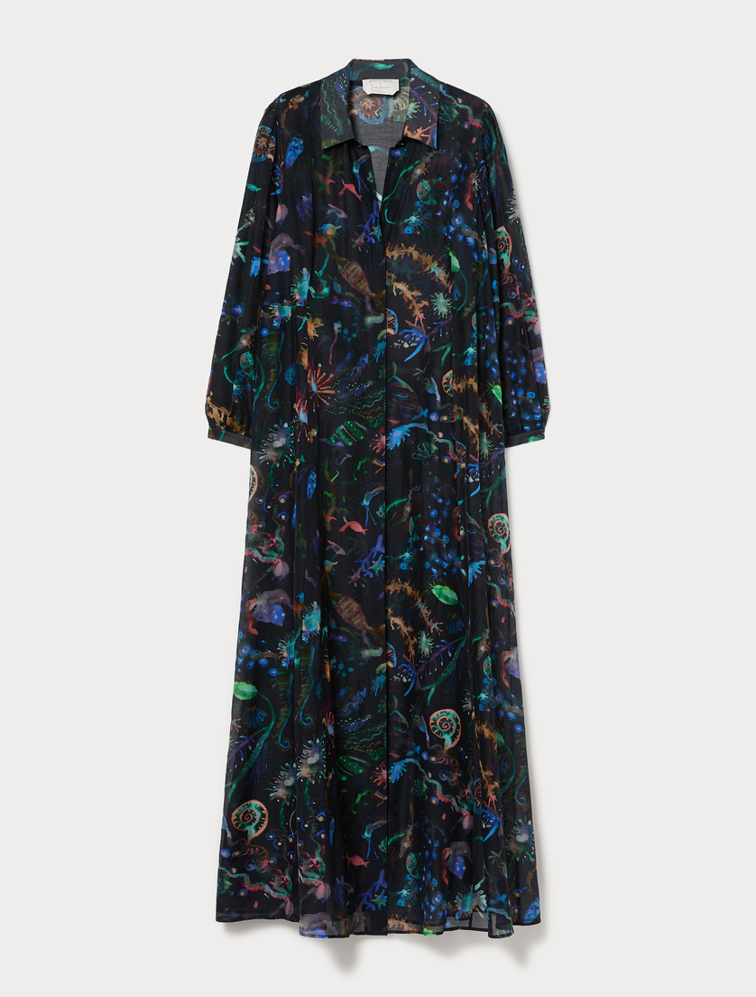 Cotton and silk dress - MIDNIGHTBLUE - Marina Rinaldi