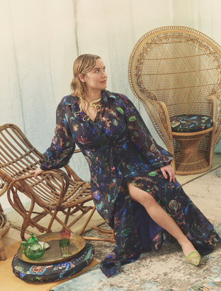 Cotton and silk dress - MIDNIGHTBLUE