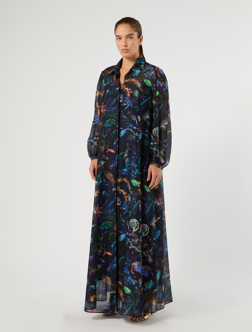 Cotton and silk dress - MIDNIGHTBLUE - Marina Rinaldi - 4