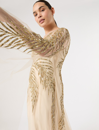 Kleid aus Tüll mit Stickerei - WEISS - Marina Rinaldi - 5
