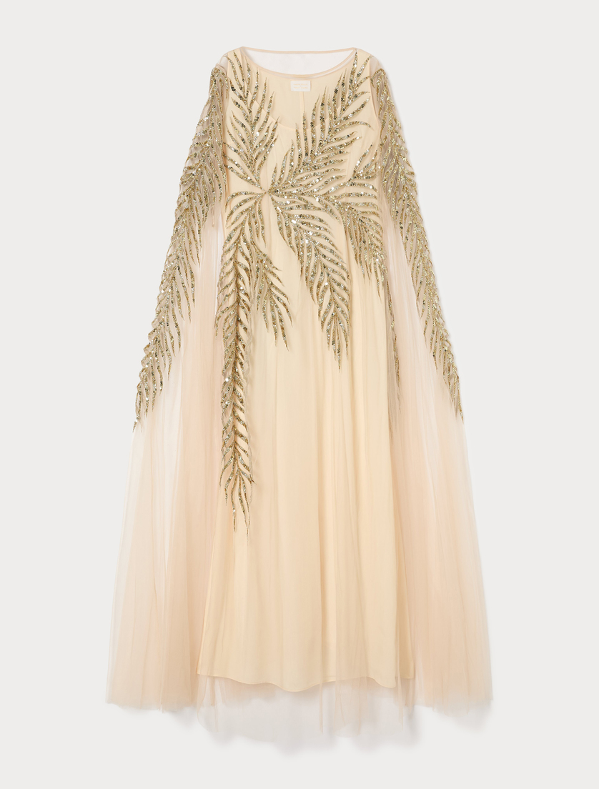 Kleid aus Tüll mit Stickerei - WEISS - Marina Rinaldi
