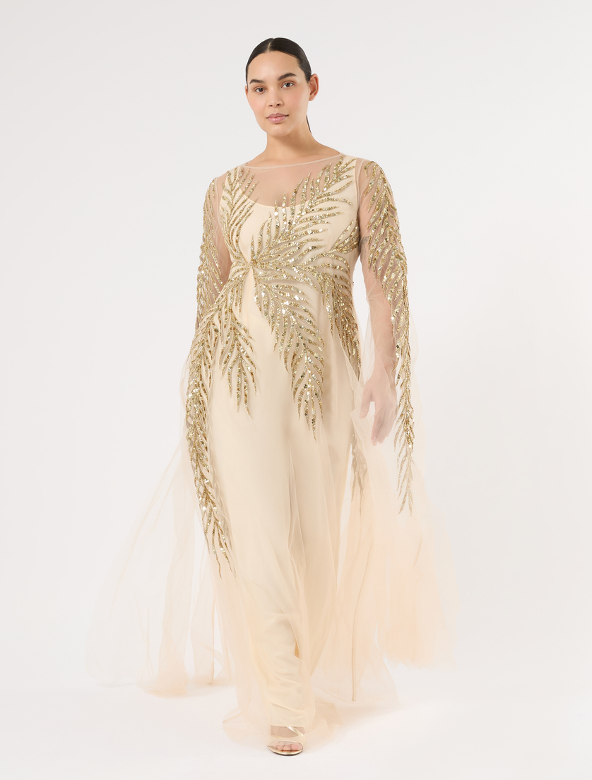Kleid aus Tüll mit Stickerei - WEISS - Marina Rinaldi - 2