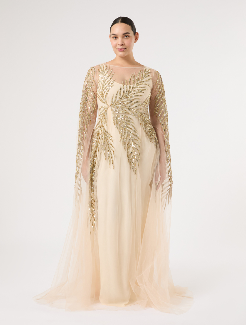 Kleid aus Tüll mit Stickerei - WEISS - Marina Rinaldi - 3