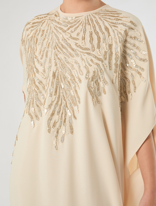 Kleid aus Cady mit Stickereien - HELL GOLD - Marina Rinaldi - 5