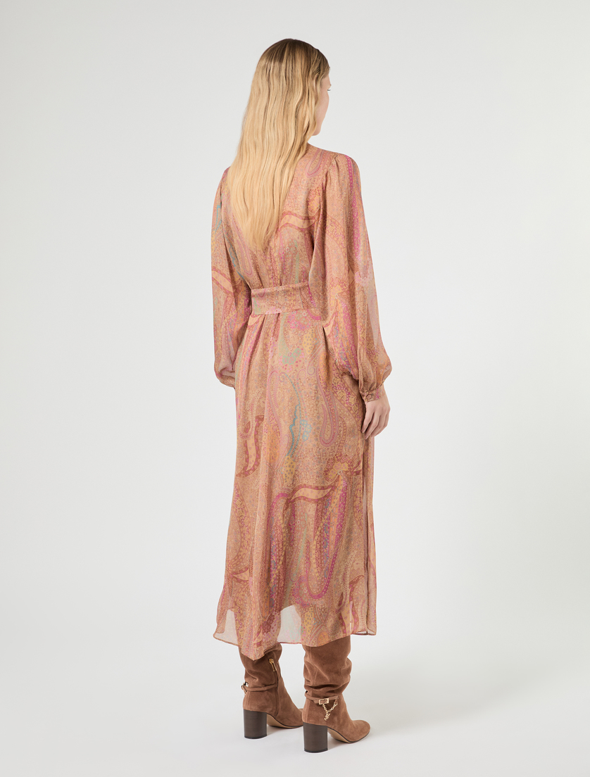 Abito in chiffon di seta - CAMMELLO - Marina Rinaldi - 4