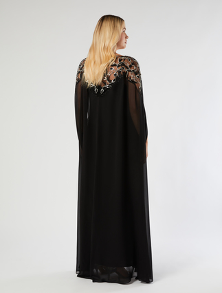 Pure silk georgette cape dress - BLACK - Marina Rinaldi - 4