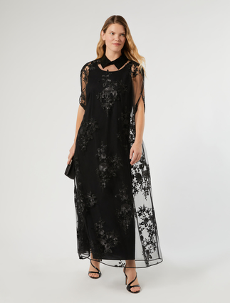 Abito in tulle ricamato - NERO - Marina Rinaldi - 2