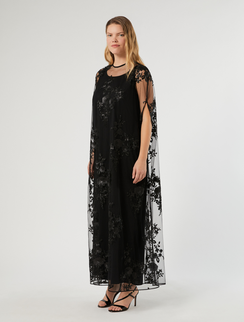 Abito in tulle ricamato - NERO - Marina Rinaldi - 3