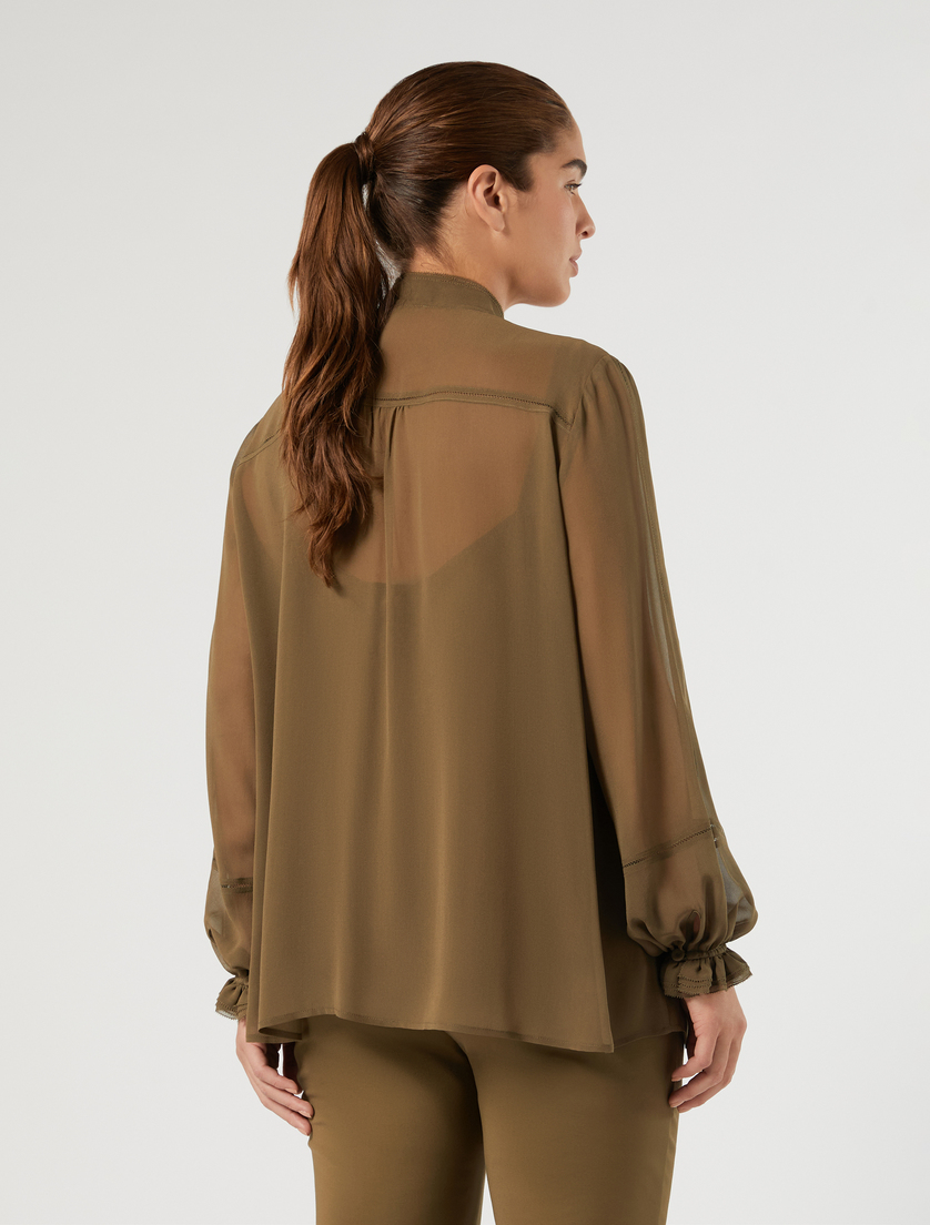 Silk georgette shirt - KAKI - Marina Rinaldi - 4