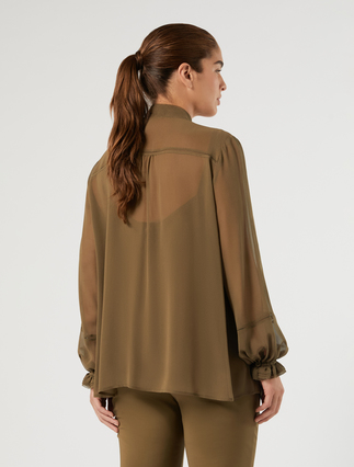 Silk georgette shirt - KAKI - Marina Rinaldi - 4