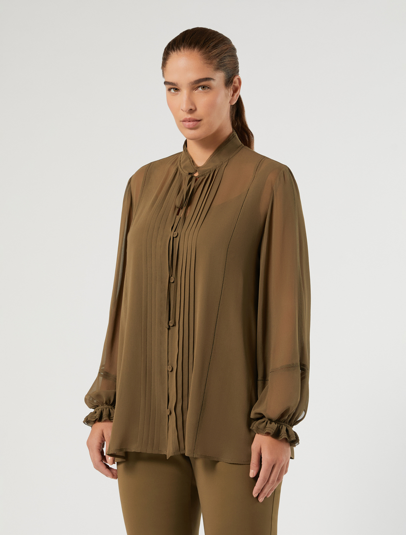 Silk georgette shirt - KAKI - Marina Rinaldi - 3
