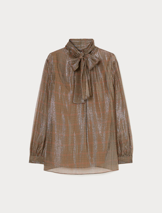 Camisola de georgette de seda - ORO CAMELLO - Marina Rinaldi - 1
