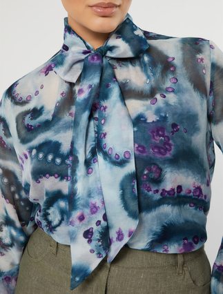 Silk and cotton shirt - MIDNIGHTBLUE - Marina Rinaldi - 5