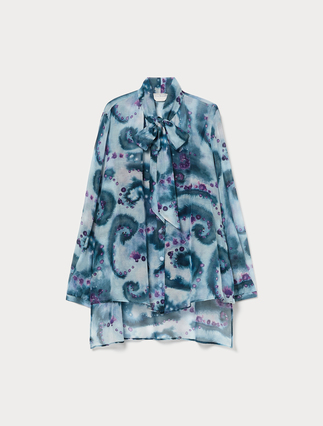 Silk and cotton shirt - MIDNIGHTBLUE - Marina Rinaldi - 1