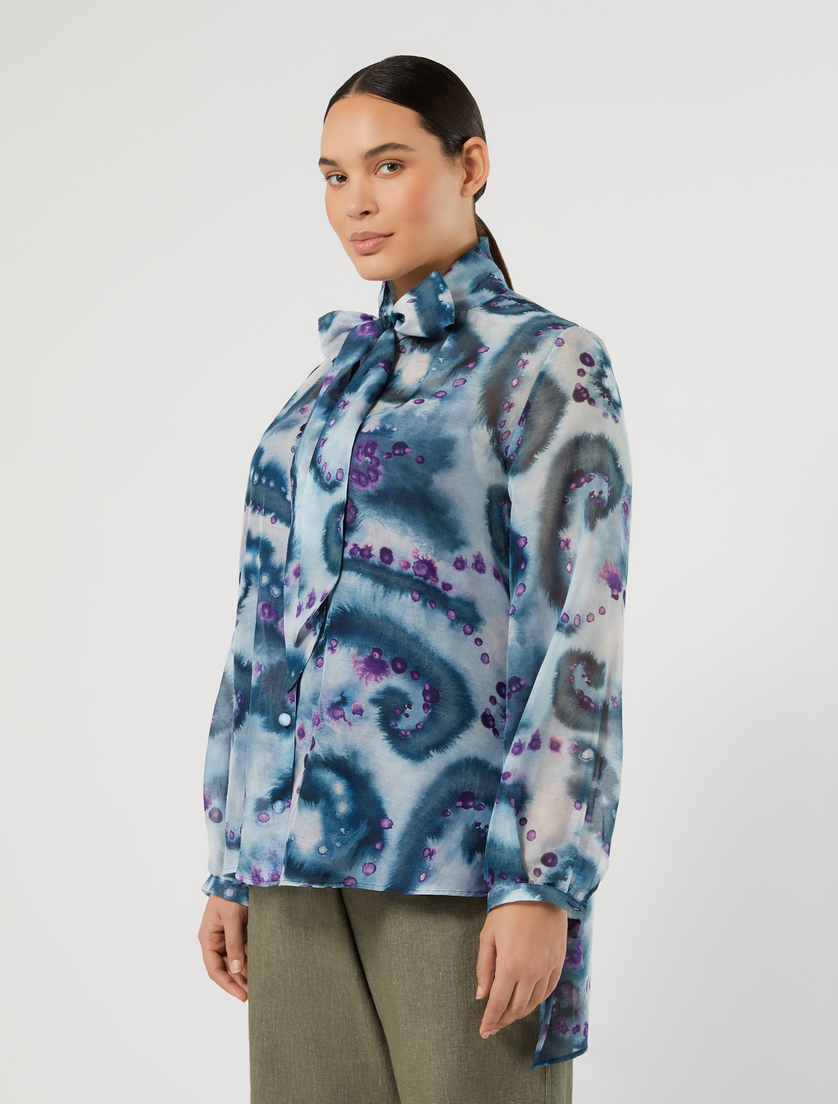 Silk and cotton shirt - MIDNIGHTBLUE - Marina Rinaldi - 3