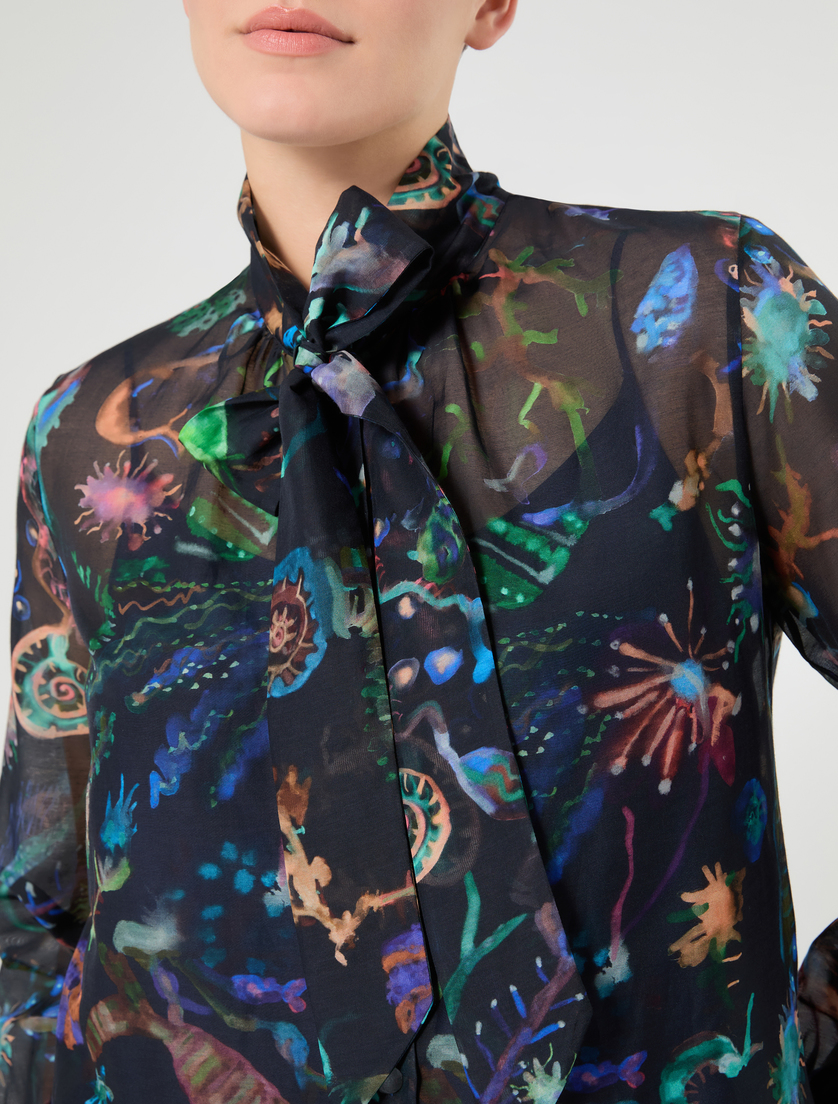 Silk and cotton shirt - MIDNIGHTBLUE - Marina Rinaldi - 5
