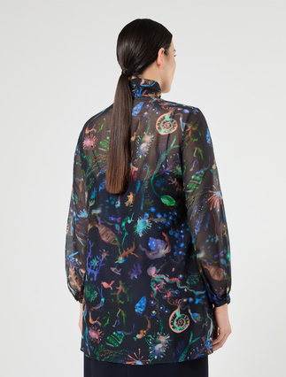 Silk and cotton shirt - MIDNIGHTBLUE - Marina Rinaldi - 4