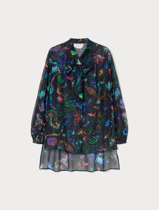 Silk and cotton shirt - MIDNIGHTBLUE - Marina Rinaldi - 1