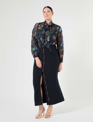 Silk and cotton shirt - MIDNIGHTBLUE - Marina Rinaldi - 2