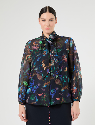 Silk and cotton shirt - MIDNIGHTBLUE - Marina Rinaldi - 3