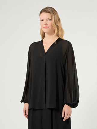 Georgette blouse - BLACK - Marina Rinaldi - 3