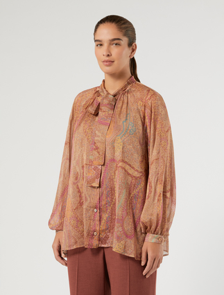 Silk chiffon shirt - CAMEL - Marina Rinaldi - 3